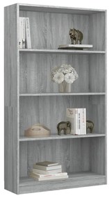 Estante 4 prateleiras 80x24x142 cm deriv. madeira cinza-cimento