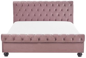 Cama de casal de água em veludo rosa 140 x 200 cm AVALLON Beliani
