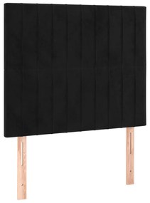 Cama box spring c/ colchão/LED 100x200 cm veludo preto