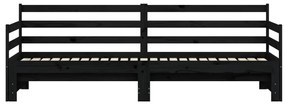 Sofá-cama com gavetão 80x200 cm madeira de pinho maciça preto