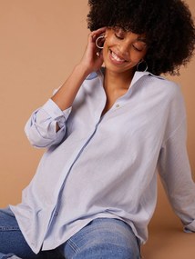 Camisa às riscas, especial gravidez e amamentação, em algodão biológico, ENVIE DE FRAISE branco
