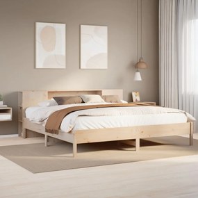 vidaXL Cama com estante sem colchão 200x200 cm pinho maciço
