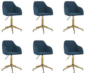 vidaXL Cadeiras de jantar giratórias 6 pcs veludo azul