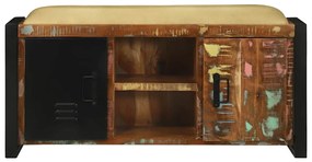 Armário Banco Multicolorido 100x35x50 cm Madeira Sólida Recuperada