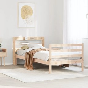 Estrutura de cama com cabeceira 75x190 cm pinho maciço