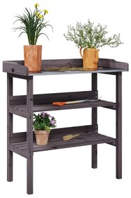 Mesa p/ plantas c/ prateleiras 78x38x82,5 cm abeto maciço cinza