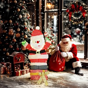 Pai Natal luminoso de 90 cm com 97 LEDs de luz branca quente, decoração de Natal para interior e exterior