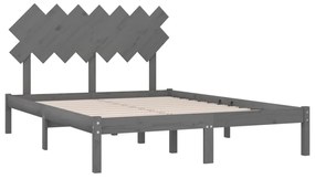 Estrutura de cama king 150x200 cm madeira maciça cinzento