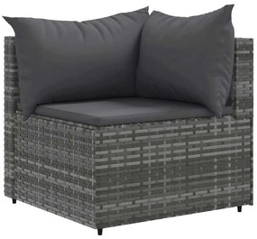 7 pcs conjunto lounge de jardim c/ almofadões vime PE cinzento