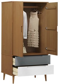 Roupeiro MOLDE 90x55x175 cm pinho maciço castanho