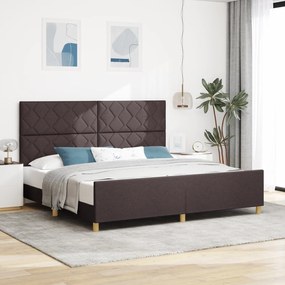 Cama vidaXL em Castanho Escuro, 200x200 cm, Tecido