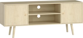 HOMCOM Móvel de Tv Móvel para Televisão Até 55" 2 Armários e 2 Prateleiras Abertas 120x34x50cm Efeito Madeira Natural | Aosom Portugal