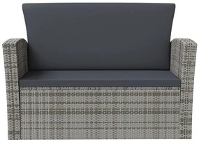 8 pcs conjunto lounge de jardim c/ almofadões vime PE cinzento