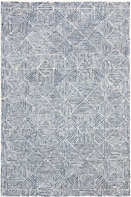 Tapete de lã artesanal de pelo curto Azure