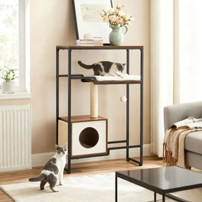 Arranhador para gatos, com prateleira 74 x 34 x 114 cm castanho