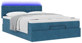Estrutura de cama otomana com colchão 140x190cm azul escuro