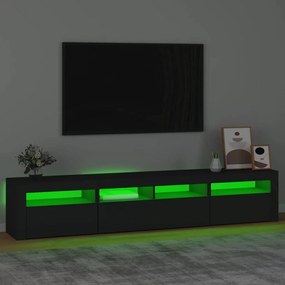 Móvel de TV com luzes LED 210x35x40 cm preto