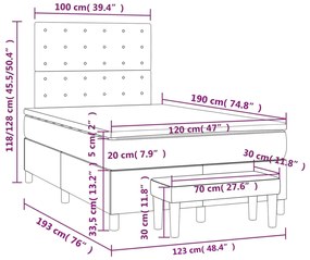 Cama boxspring com colchão 120x190 cm veludo preto