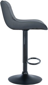 Banco alto em couro sintético com estrutura preta 85-106 x 49 x 51 cm cinzento