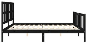 Estrutura de cama com cabeceira 200x200 cm madeira maciça preto
