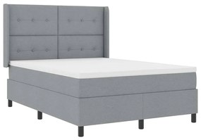 Cama Box com Colchão Cinza Claro, 140x190 cm, Tecido