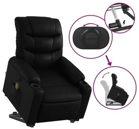 Poltrona massagens reclinável elevatória couro artificial preto