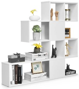 Estante infantil com 2 prateleiras, armário organizador de brinquedos de madeira com 5 cubos, bege