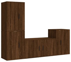 Conjunto móveis de TV 4pcs madeira processada carvalho castanho