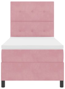 Cama Box Spring com Colchão Rosa 90x200 cm Veludo