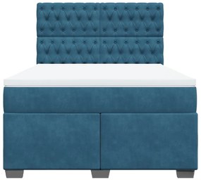 Cama com molas/colchão 140x200 cm veludo azul
