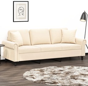 vidaXL Sofá 3 lugares c/ almofadas/almofadões 180 cm veludo creme