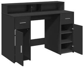 Secretária c/ luzes LED 120x55x91 cm derivados de madeira preto