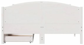 Cama sem colchão 140x200 cm madeira de pinho maciça branco