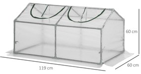 Estufa 119x60x60cm Estufa de Jardim com 2 Janelas Enroláveis para Cultivo de Plantas Verduras Flores Branco Translúcido