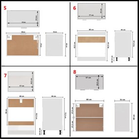 8 pcs conj. armários de cozinha contraplacado branco brilhante