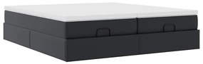 Estrutura de cama otomana com colchões pele artificial preta