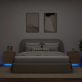 Mesas cabeceira c/ LEDs 2 pcs derivados madeira carvalho sonoma