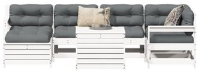 7 pcs conjunto de sofás para jardim pinho maciço branco