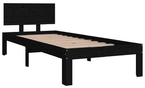 Estrutura cama pequena solteiro 75x190 cm madeira maciça preto