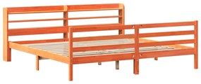 Cama sem colchão 200x200 cm pinho maciço castanho-mel