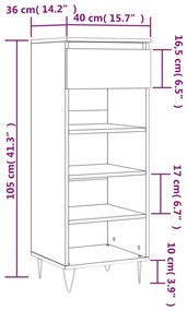 Sapateira Vera - Com 1 Gaveta e 4 Prateleiras - - Cor Preto - 40x36x10