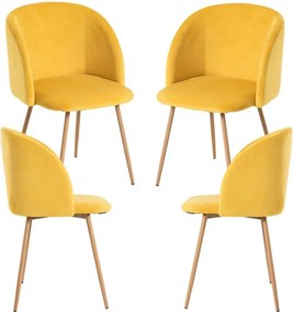 Pack 4 Cadeiras Velt Veludo - Amarelo