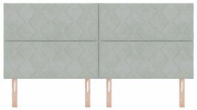 Cabeceira LED Estilo Blocos de Diamante Cinza Claro 200 cm em Veludo