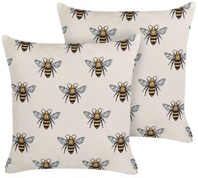 Conjunto de 2 almofadas decorativas de jardim com padrão de abelhas creme 45 x 45 cm CANNETO Beliani