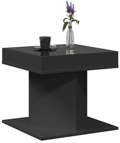 Mesa de centro c/ LEDs 50x50x45cm contraplacado preto brilhante