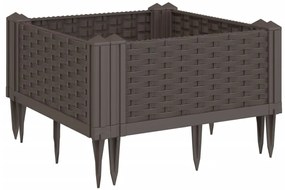Vaso/floreira jardim c/ estacas 42,5x42,5x28,5 cm PP castanho