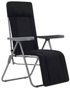 Cadeiras de jardim dobráveis com almofadões 2 pcs preto