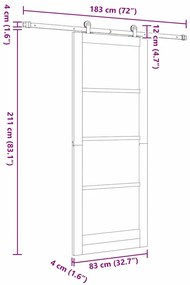 Porta Deslizante vidaXL com Conjunto de Ferragens 83x211 cm Madeira Ma