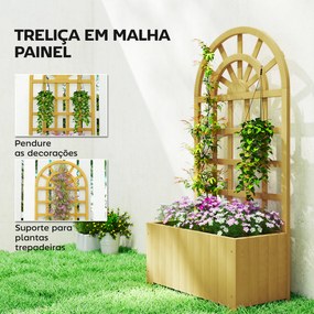 Floreira com Treliça de Madeira para Plantas Trepadeiras com Orifícios de Drenagem Floreira Elevada 60x30x120 cm Madeira