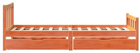 Cama sem colchão 75x190 cm madeira de pinho maciça castanho-mel